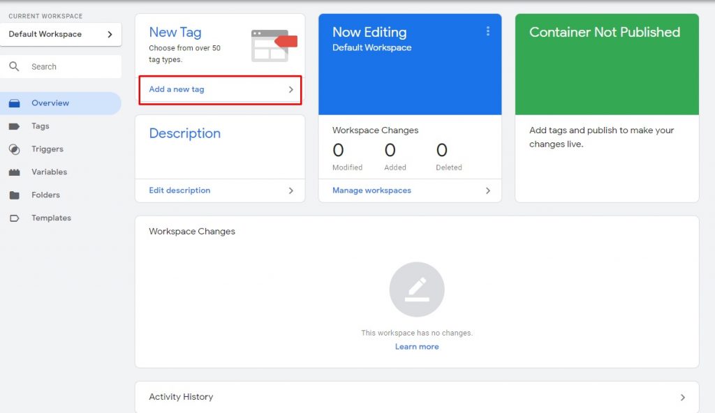 dodawanie tagu analytics do strony przez Google Tag Manager
