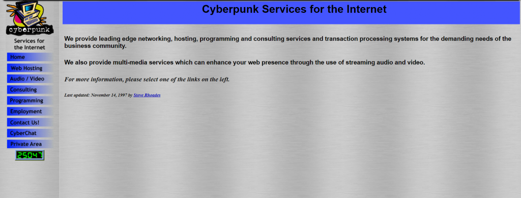 strona cyberpunk z 1997 roku